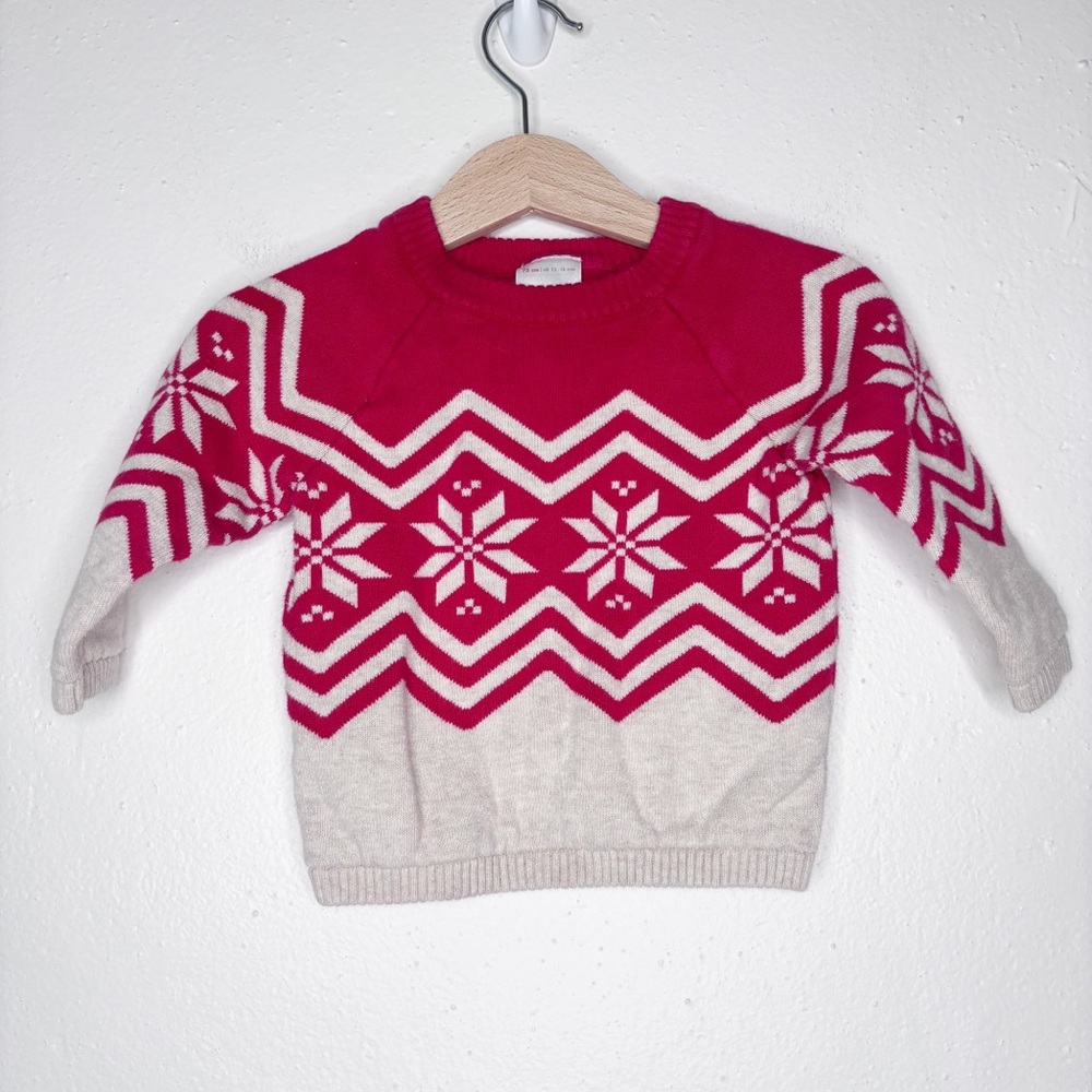 Hanna Andersson Holiday Fair Isle Snowflake Winter Sweater Size 12-18M